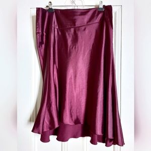 Le Chateau satin asymmetrical wine skirt
